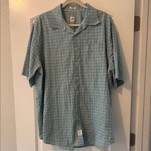 Peter Millar Men's Blue and Green Plaid Button Down Shirt